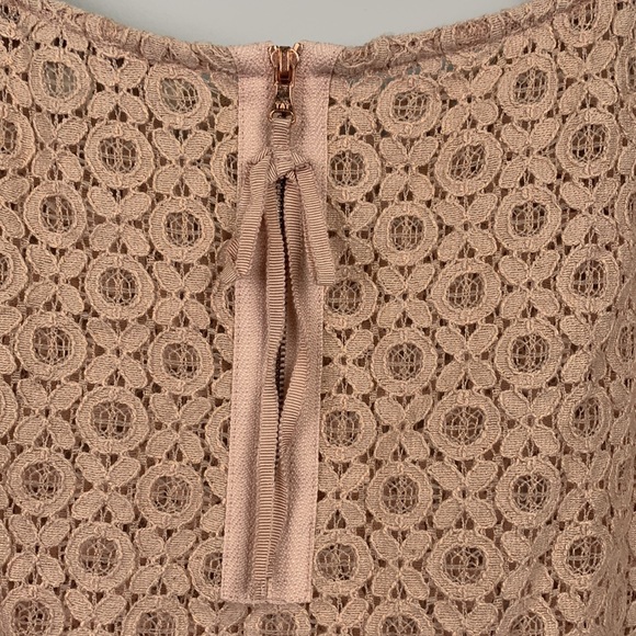 LOFT Pink Mesh Lace Blush Floral Exposed Zipper Top Size Medium - Picture 6 of 8